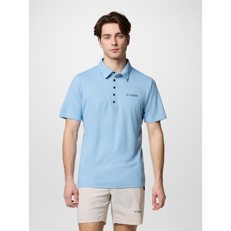 Columbia Men Blue Omni Wick Summit Valley Polo T-Shirt (L)