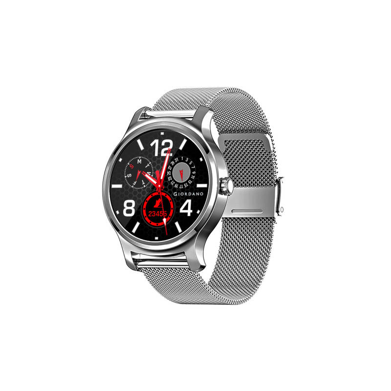 Giordano Silver Smart Watch With Bluetooth Voice Calling,1.28 Display & Health Monitoring