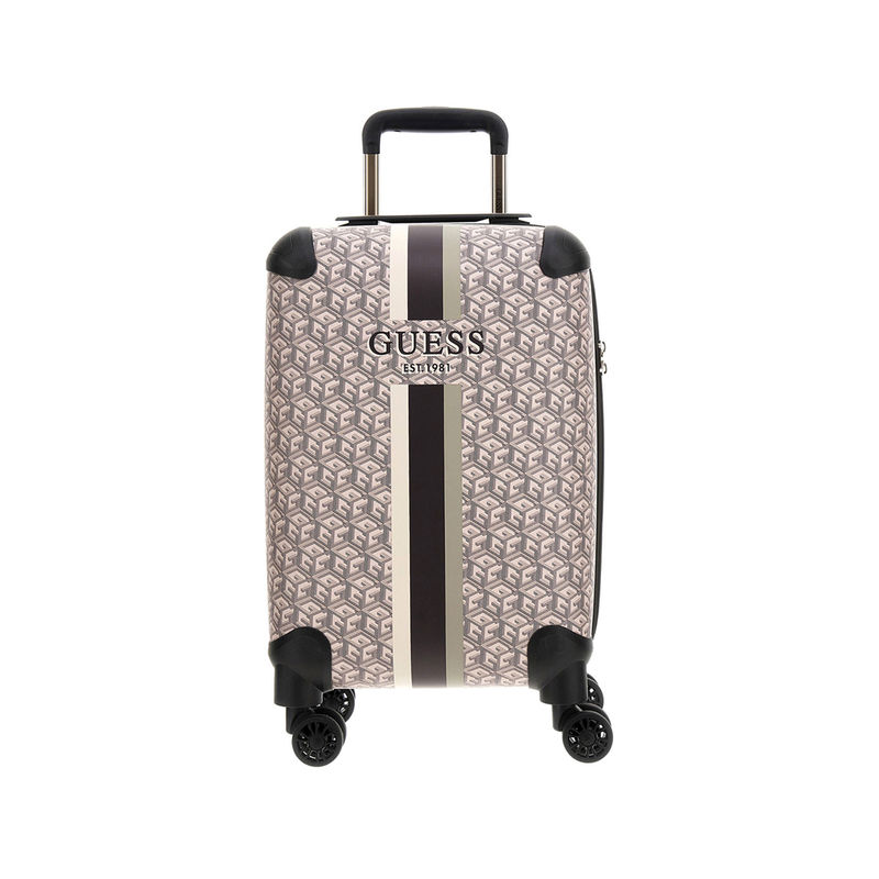 Buy Guess Beige Geometric Wilder 18 In 8-Wheeler Trolley Bag Online