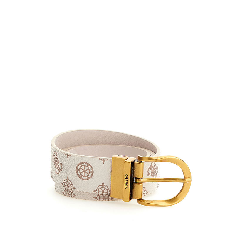 Guess Men White Monogram Pu Belt (M)