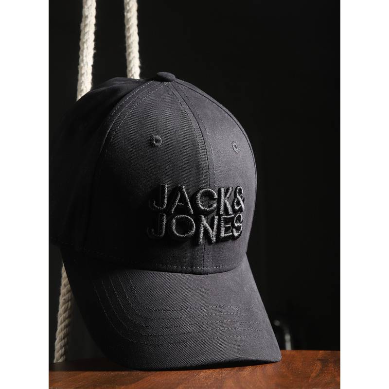 Jack & Jones Black Logo Print Baseball Cap