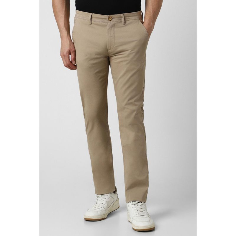 Peter England Men Khaki Solid Low Skinny Fit Chinos (32)