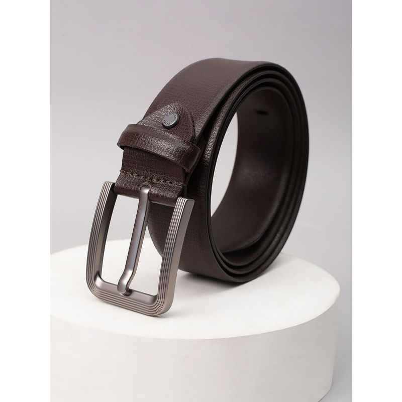 Peter England Men Brown Textured Leather Belt (L)