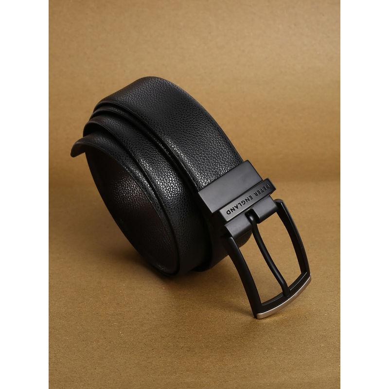 Peter England Men Black Textured Leather Reversible Belt (XL)