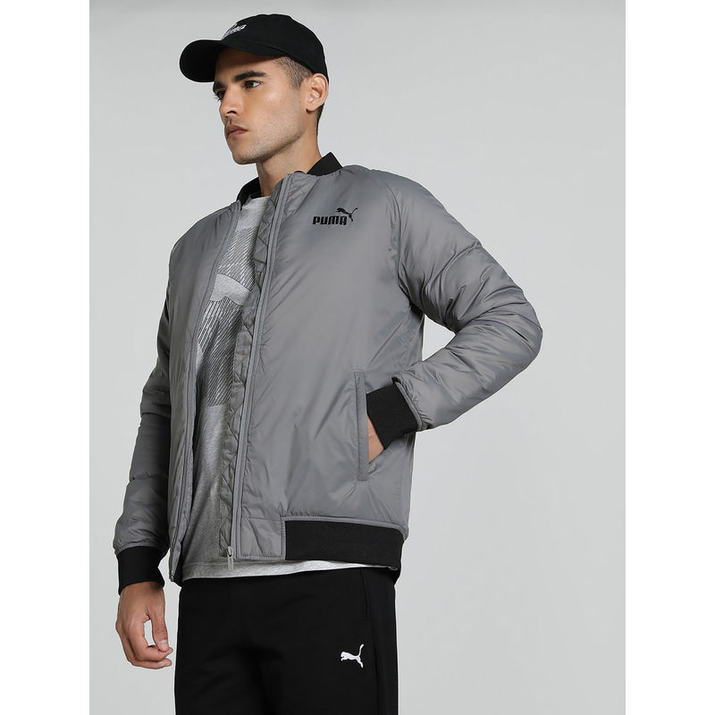 Puma Slim Fit Puffer Men Grey Jacket (XL)