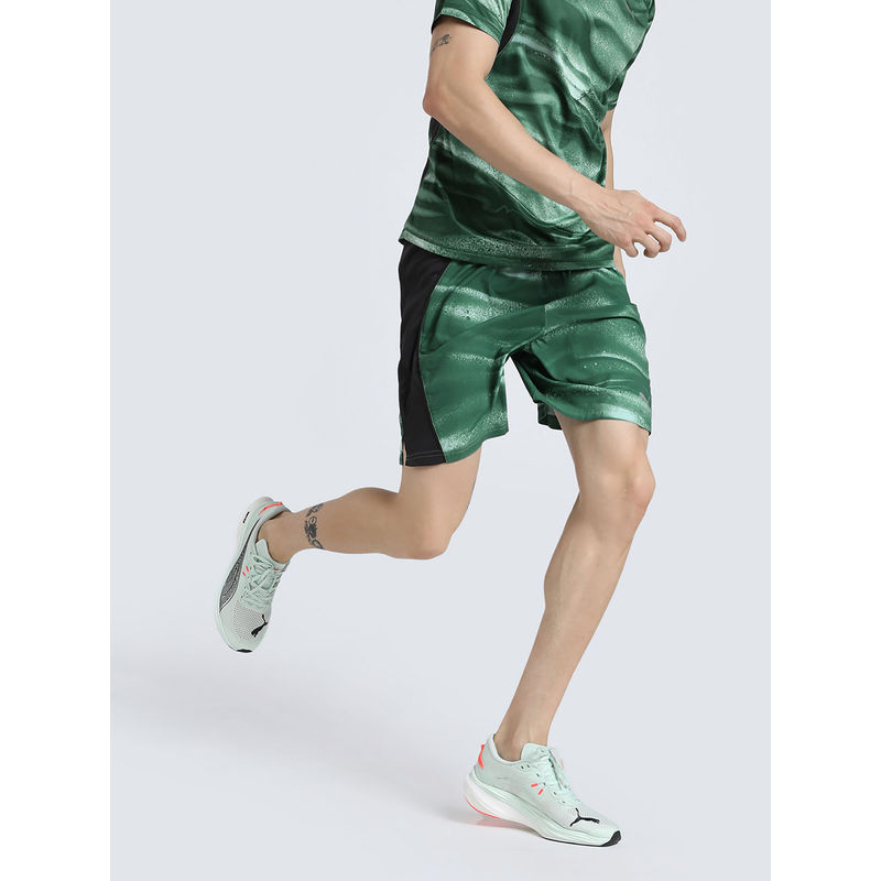 Puma Velocity All-Over Print 7 Running Men Green Shorts (S)
