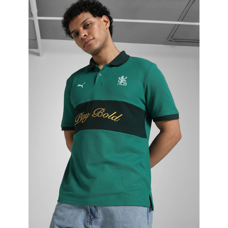 Puma X RCB Men Retro Green Polo T-Shirt (M)