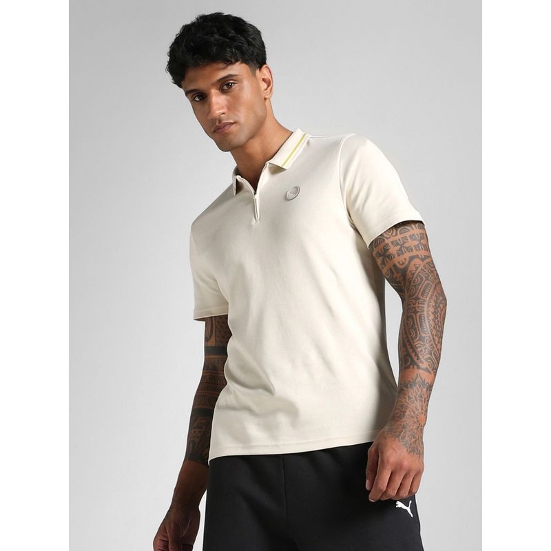 Puma White Men's Premium Essential Zippered Polo T-shirt (S)