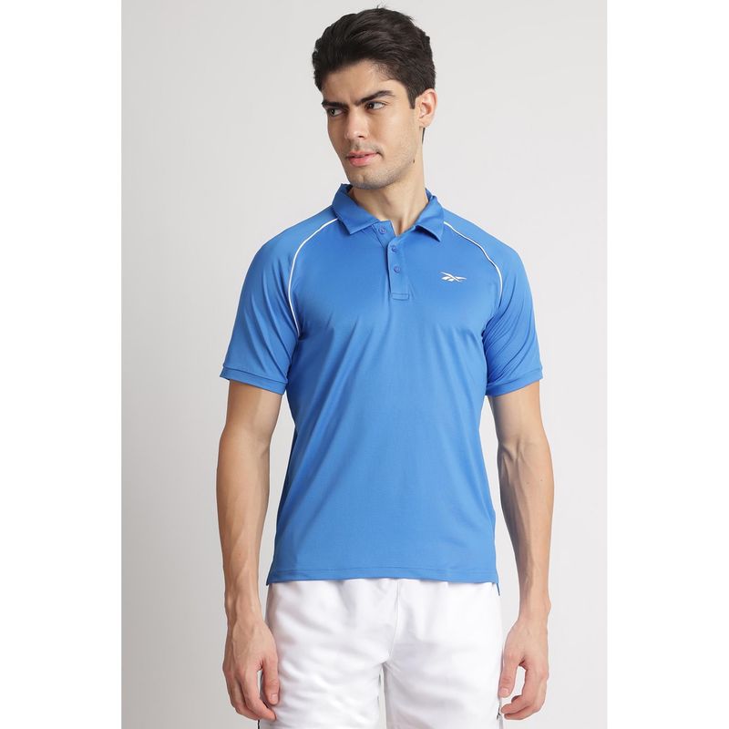Reebok Men Blue Collar Neck Polo T-Shirt (XL)
