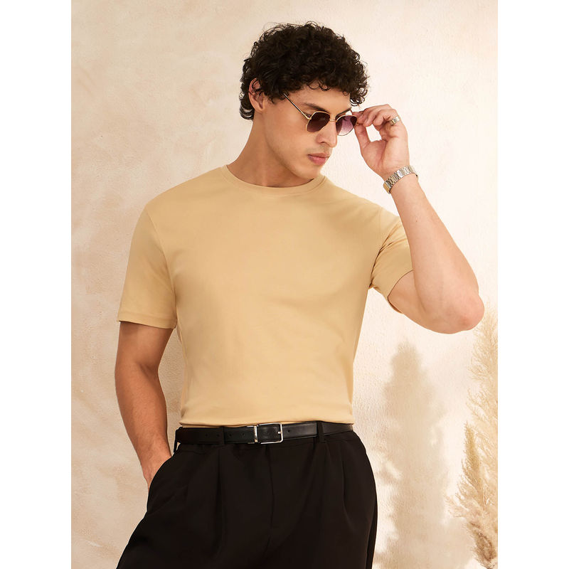 The Souled Store Supima: Oat Milk Beige T-Shirt (M)