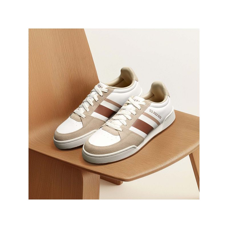 U.S. POLO ASSN. Men ROGER Sneakers Beige & White (UK 9)