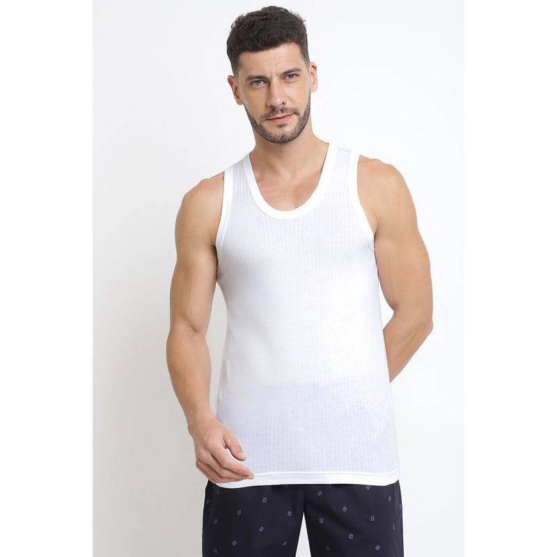 Van Heusen Men White Solid Ultra Soft Wider Straps Vest White (XL)