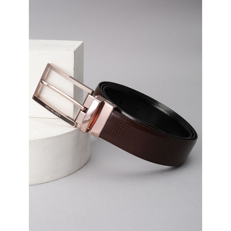 Van Heusen Men Brown Textured Formal Reversible Belt (M)