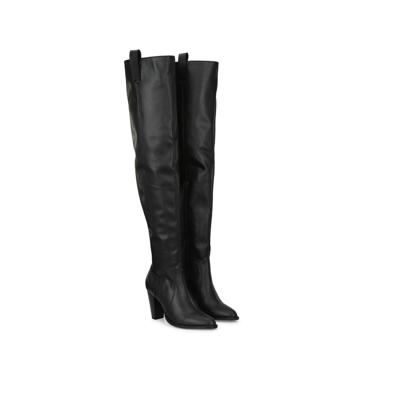 Delize Black women vegan leather thigh high Casual Boots (UK 8)