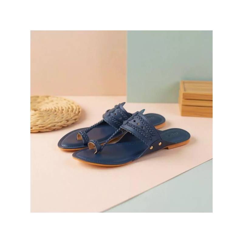 AUZORI Women Indigo Blue Kolhapuri - Blue (EURO 36)