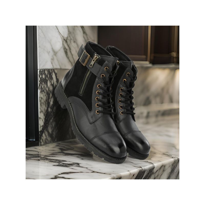 HARRYKSON LONDON Men High Ankle Leather Boots Casual Boots - Black (UK 7)