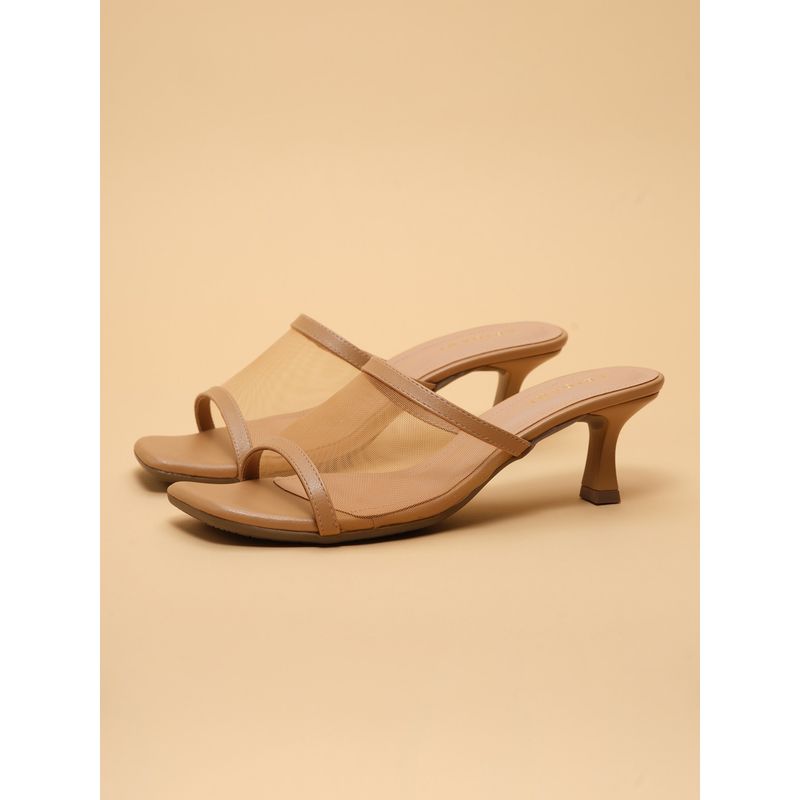 Eridani Myles Beige Slip on Kitten Heels (UK 2)