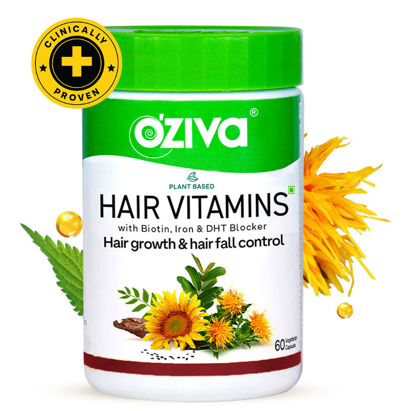 OZiva Hair Vitamins ( With Biotin, Vitamin E & Iron) For Hair Re-Growth & Hairfall Control