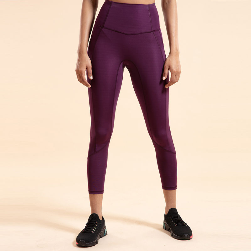 Nykd All Day High rise Classic Pannelled Leggings-NYK100 Potent purple + Pink yarrow (XL)