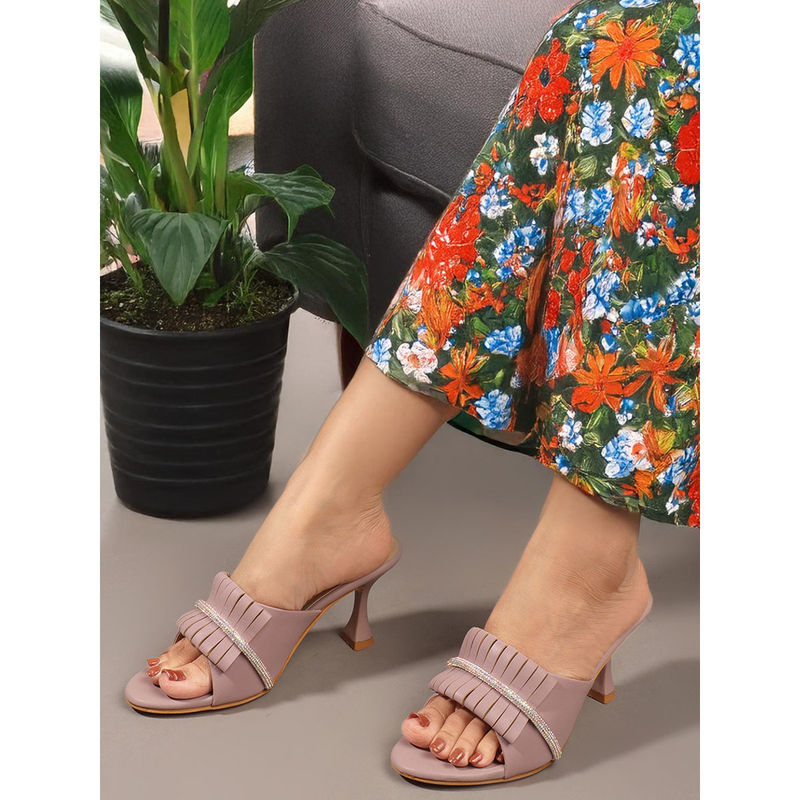 Carlton London Lavender Round Toe Spool Heel Sandals for Women (EURO 36)