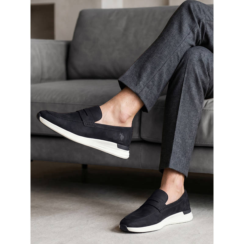 U.S. POLO ASSN. BURGE Stylish Slip-On Smart Casual Loafers for Men - Black (UK 7)