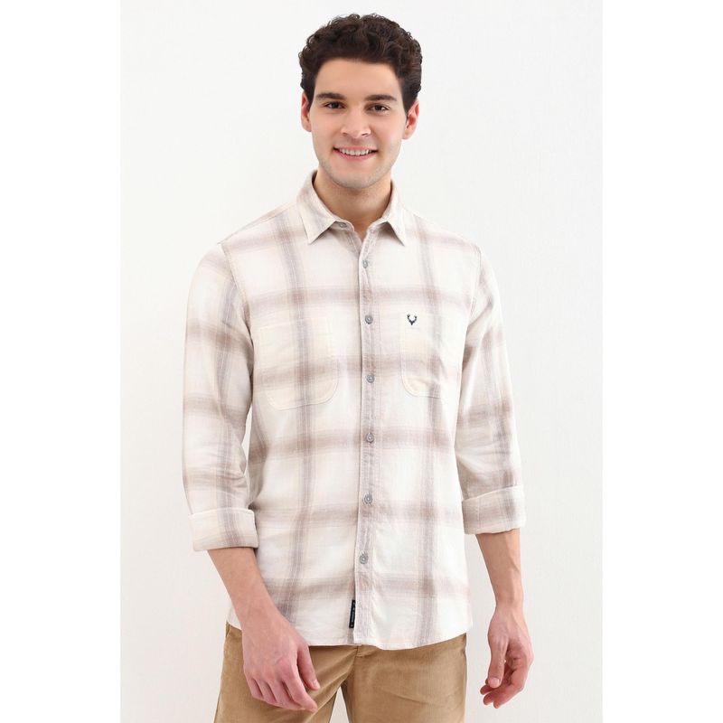 Allen Solly Men White Custom Fit Check Full Sleeves Casual Shirts (39)