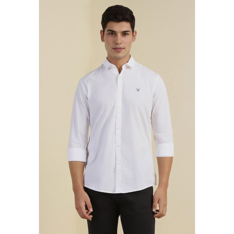 Allen Solly Men White Custom Fit Solid Full Sleeves Casual Shirts (42)