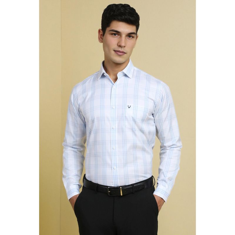 Allen Solly Men White Slim Fit Check Full Sleeves Formal Shirts (40)