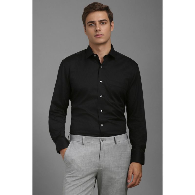 Louis Philippe Men Black Classic Fit Textured Full Sleeves Formal Shirt (39)