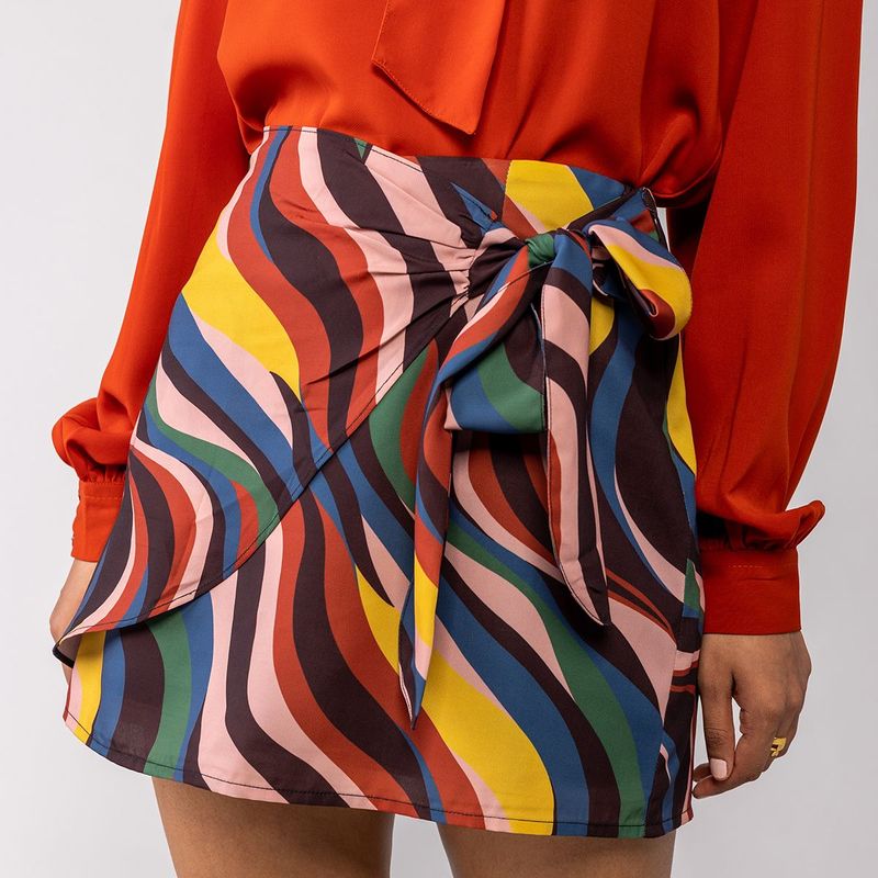 Twenty Dresses by Nykaa Fashion Multicolor Abstract Wrap Short Skirt (30)