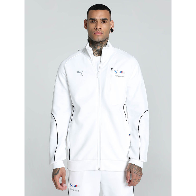 Puma White Solid Bomber Jacket (XL)