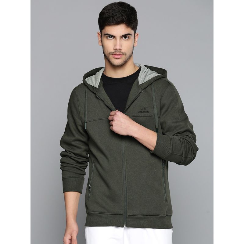 Alcis Men Running Open Front Jacket Olive (M)