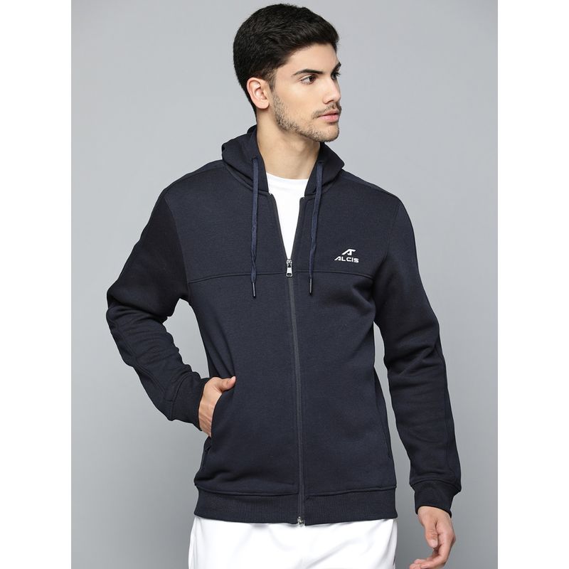 Alcis Men Running Open Front Jacket Navy Blue (S)