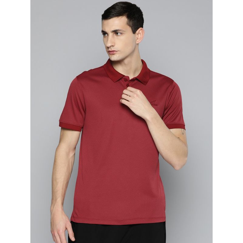 Alcis Men Red Solid Dry Tech Sports Polo T Shirt (L)