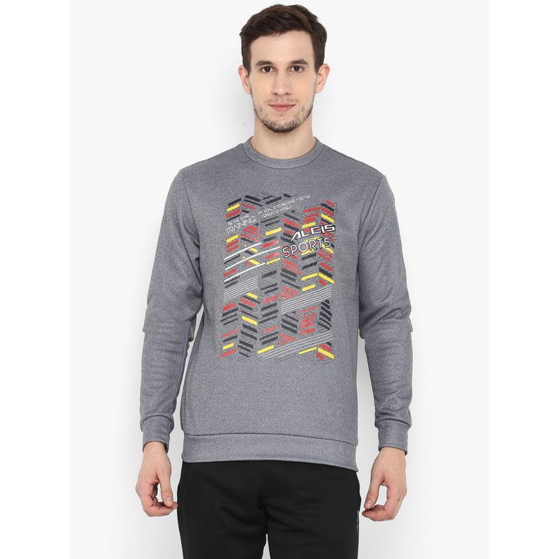 Alcis Men Grey Printed Sweatshirt (XL)