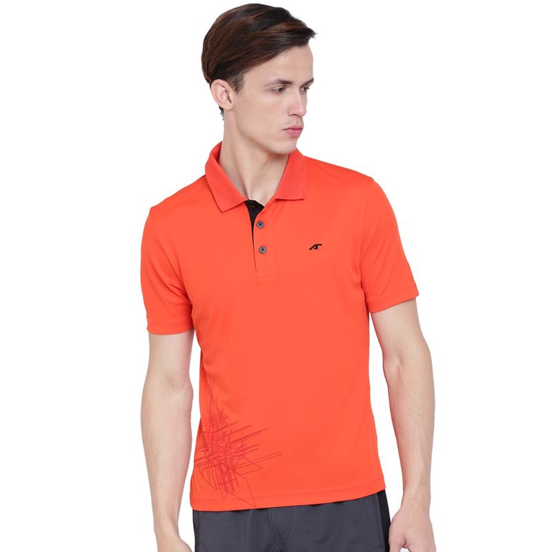Alcis Men Orange Running Polo T Shirt (L)