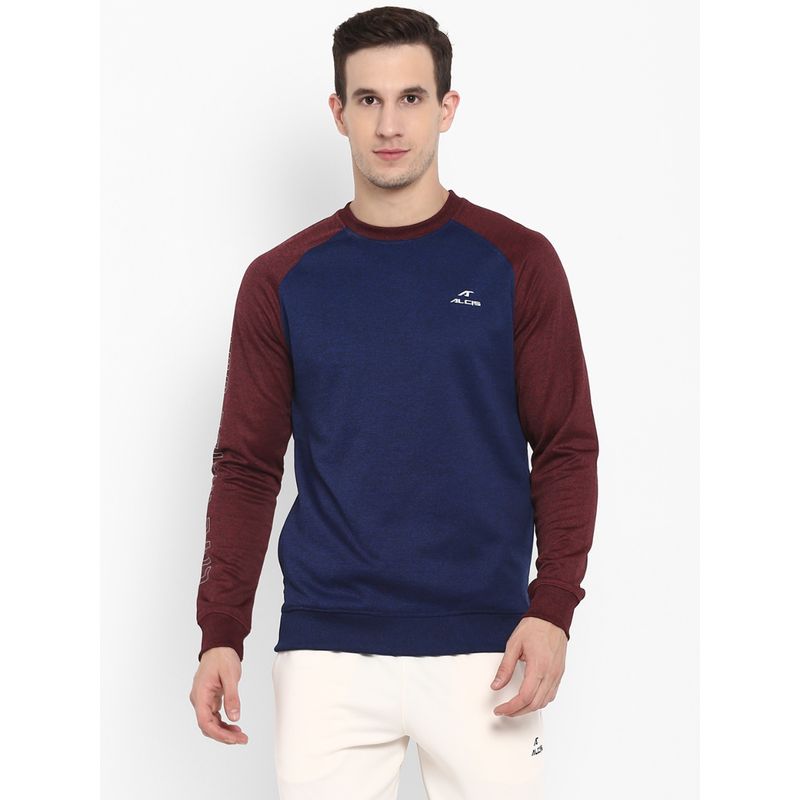 Alcis Men Navy Blue Colorblock Sweatshirt (S)