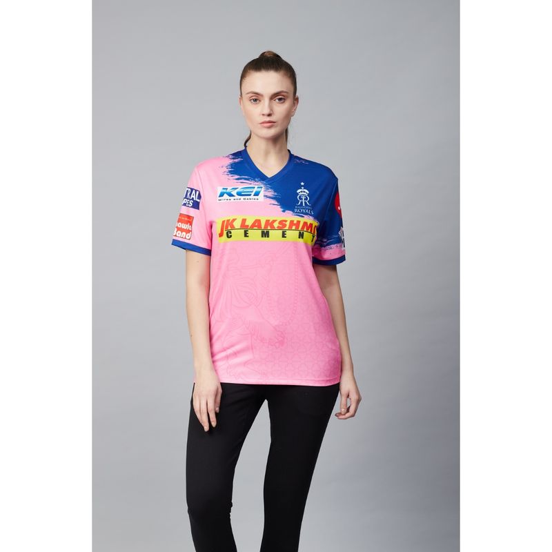 Alcis Women Pink Printed Rajasthan Royals Replica Match Day T Shirt (S)