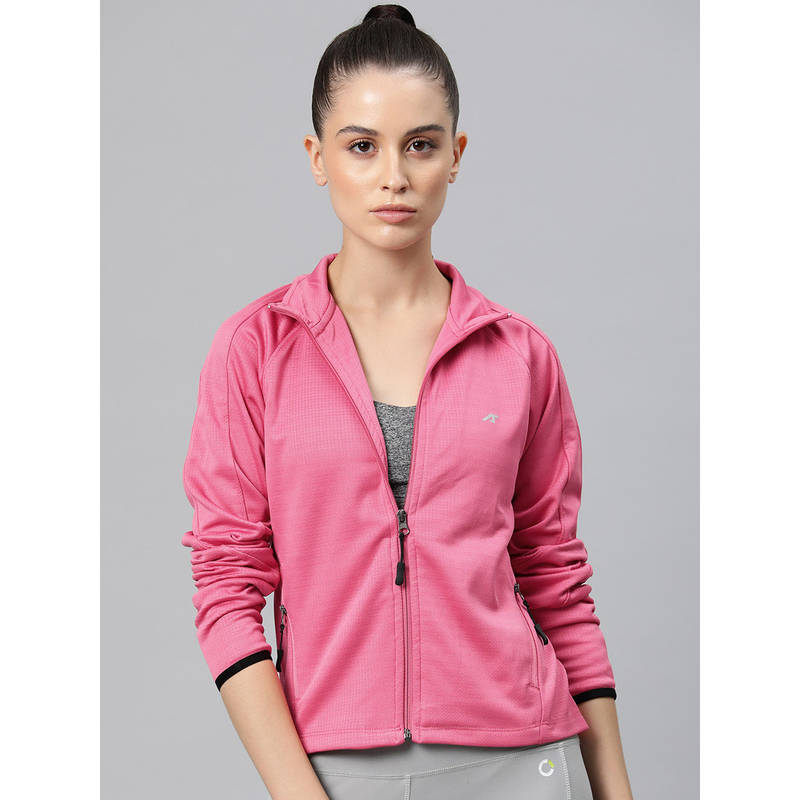 Alcis Women Pink Printed Polyester Slim Fit Jacket (M)