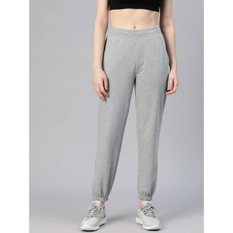 Alcis Women Grey Solid Cotton Regular Fit Joggers (S)