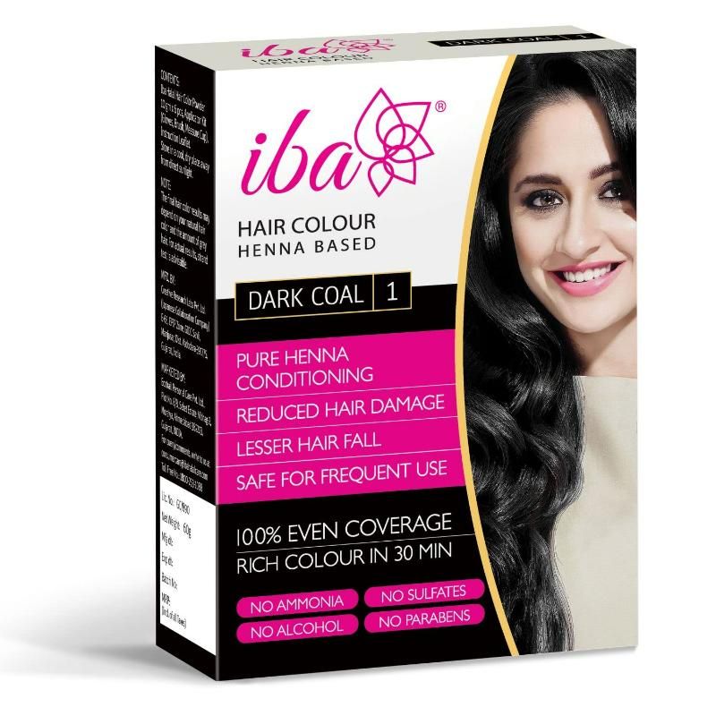 Iba Hair Colour 100% Pure Henna Based Powder Sachet - Dark Coal