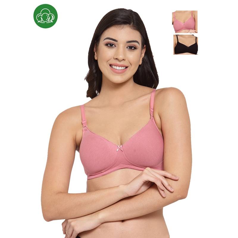 Inner Sense Organic Cotton Antimicrobal Padded T-Shirt Bra -Pack Of 3 -Multi-Color (32D)