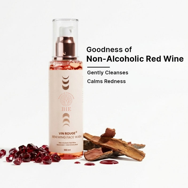 BiE Vin Rouge Face Wash with Red Wine & Resveratrol - Cleanser for Hydration, Glow & Anti-Aging
