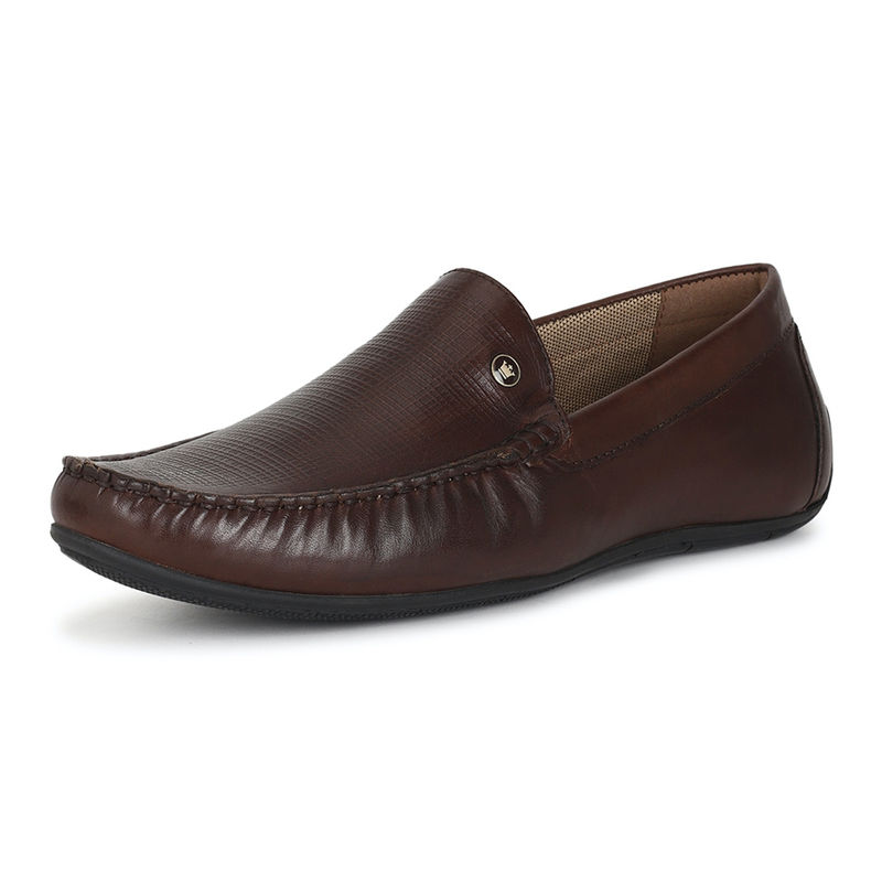 Louis Philippe Textured Brown Loafers (UK 10)