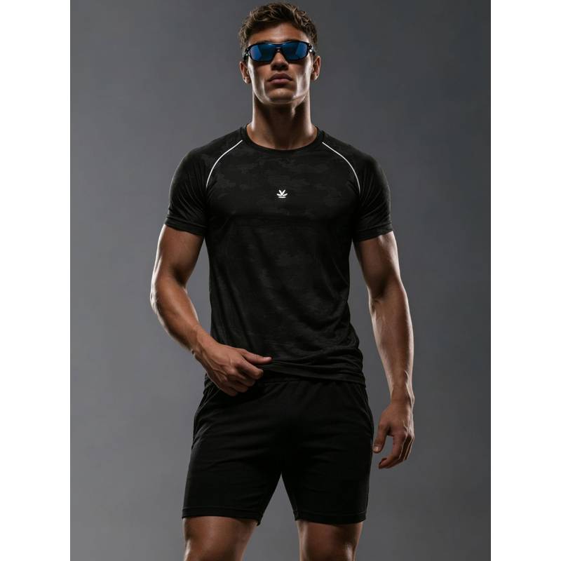 WROGN Black Stealth Camo Active T-shirt (L)