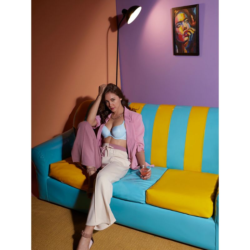 Vero Moda Intimates Padded Semi Coverage Push- Up Bra - Blue (34D)