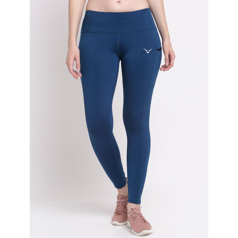 INVINCIBLE Teal Women Training Legging With Slit Pocket (S)