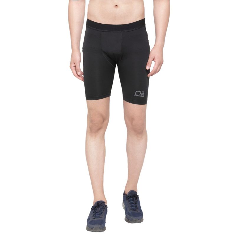 INVINCIBLE Black Men Compression Base Layer Shorts (L)