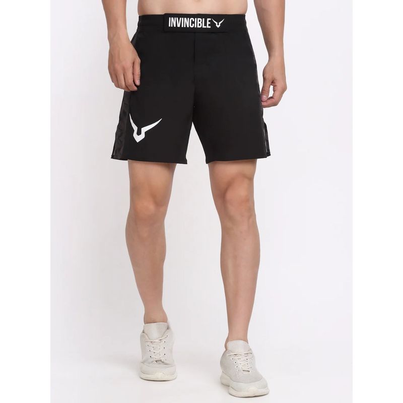 INVINCIBLE Black Camo Black Men Mma Training Shorts (M)