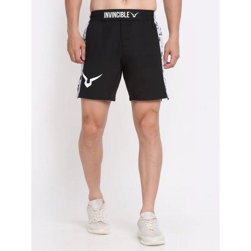 INVINCIBLE Black Camo White Men Mma Training Shorts (2XL)